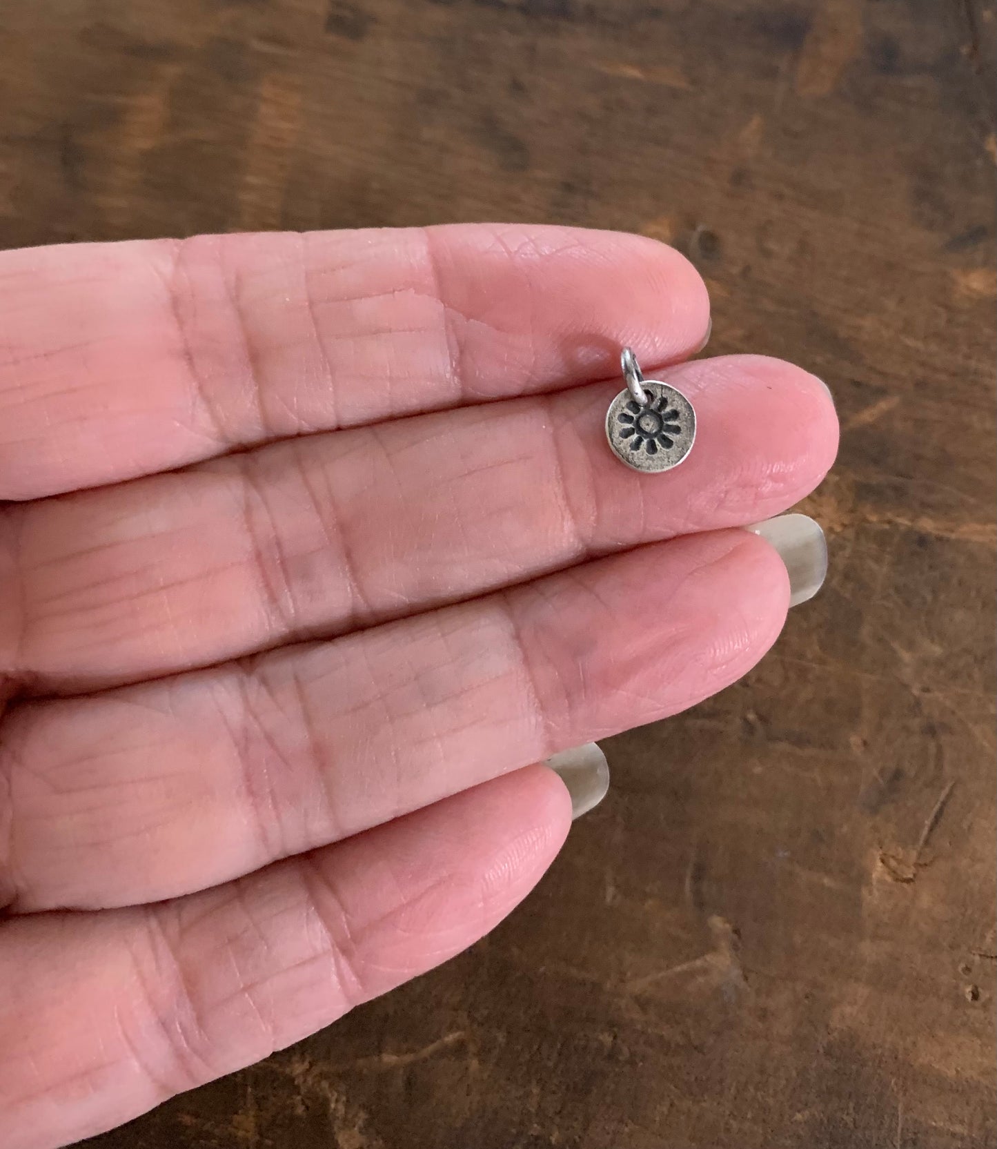 Lil' Sun Pendant- Handmade. Oxidized Fine Silver. Design Your Own Series