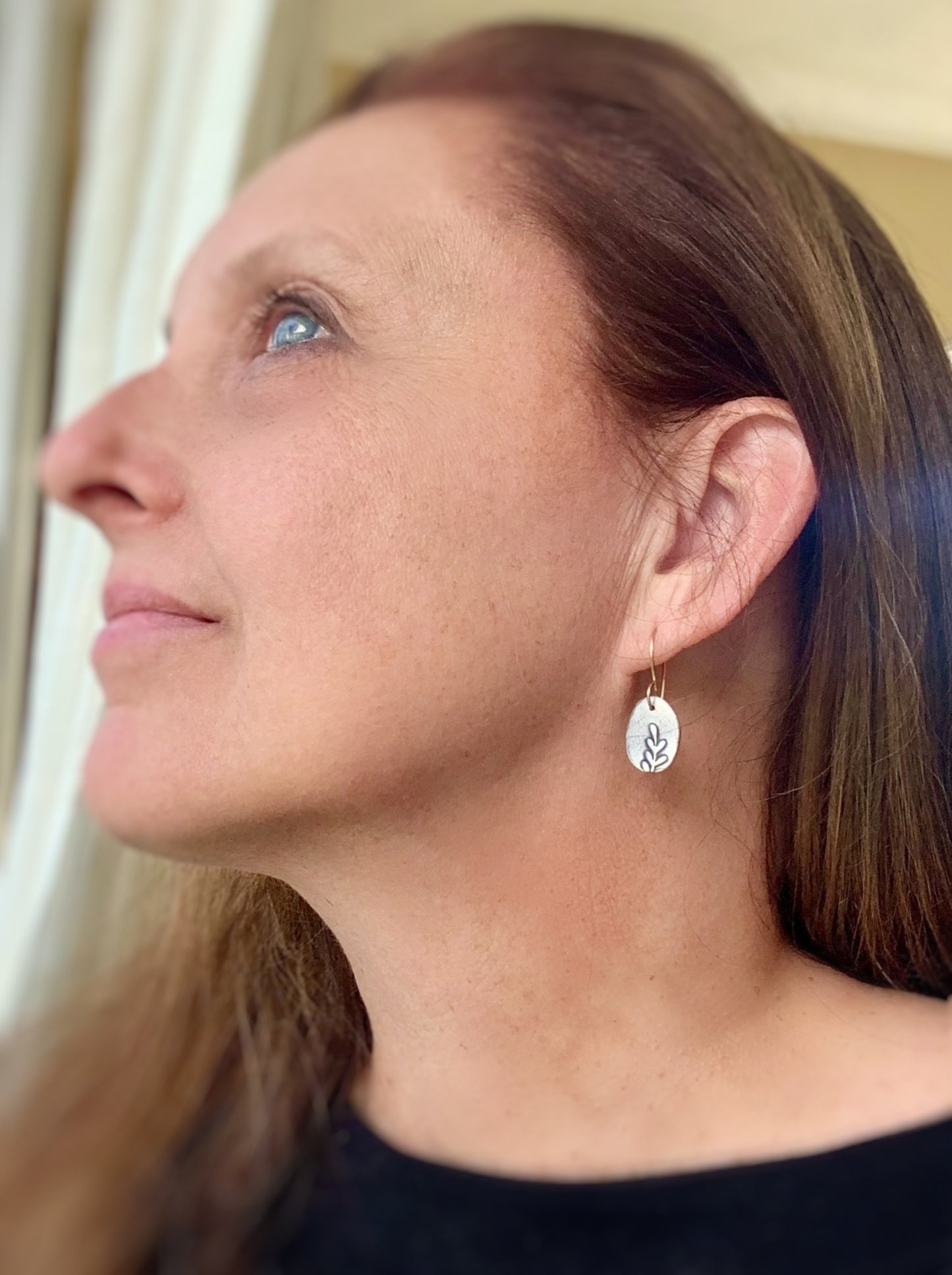 Farmer's Daughter Collection Earrings - Branch. Handmade. Oxidized fine silver and goldfill dangle earrings. Mixed Metal Earrings