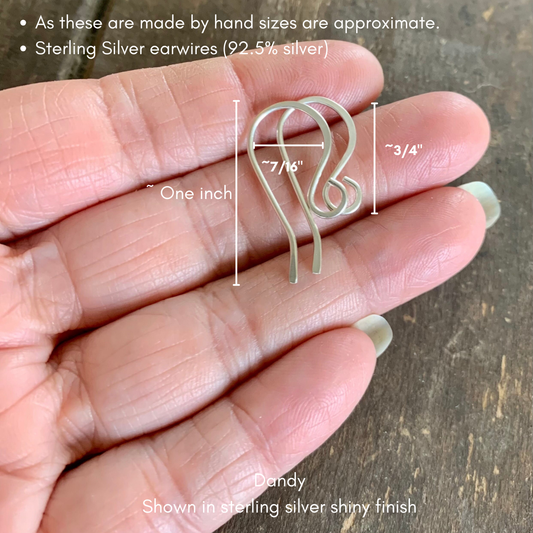 HEAVY 18 Gauge Dandy Sterling Silver Earwires - Handmade. Hand forged. Shiny Finish