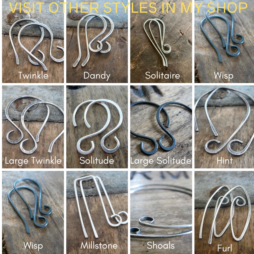 8 PAIR Variety Pack Sterling Silver Earwires - Handmade. Handforged. Heavily Oxidized