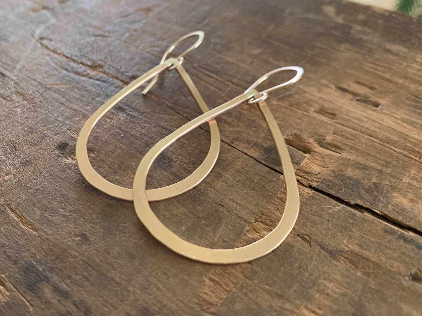 Satin Tears - Handmade. Brushed Matte Goldfill Tear Drop Earrings. Yellow or Rose Goldfill