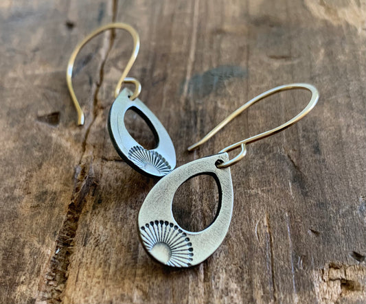 Daybreak Earrings - Handmade. Mixed Metal. 14kt Goldfill & Oxidized fine recycled silver