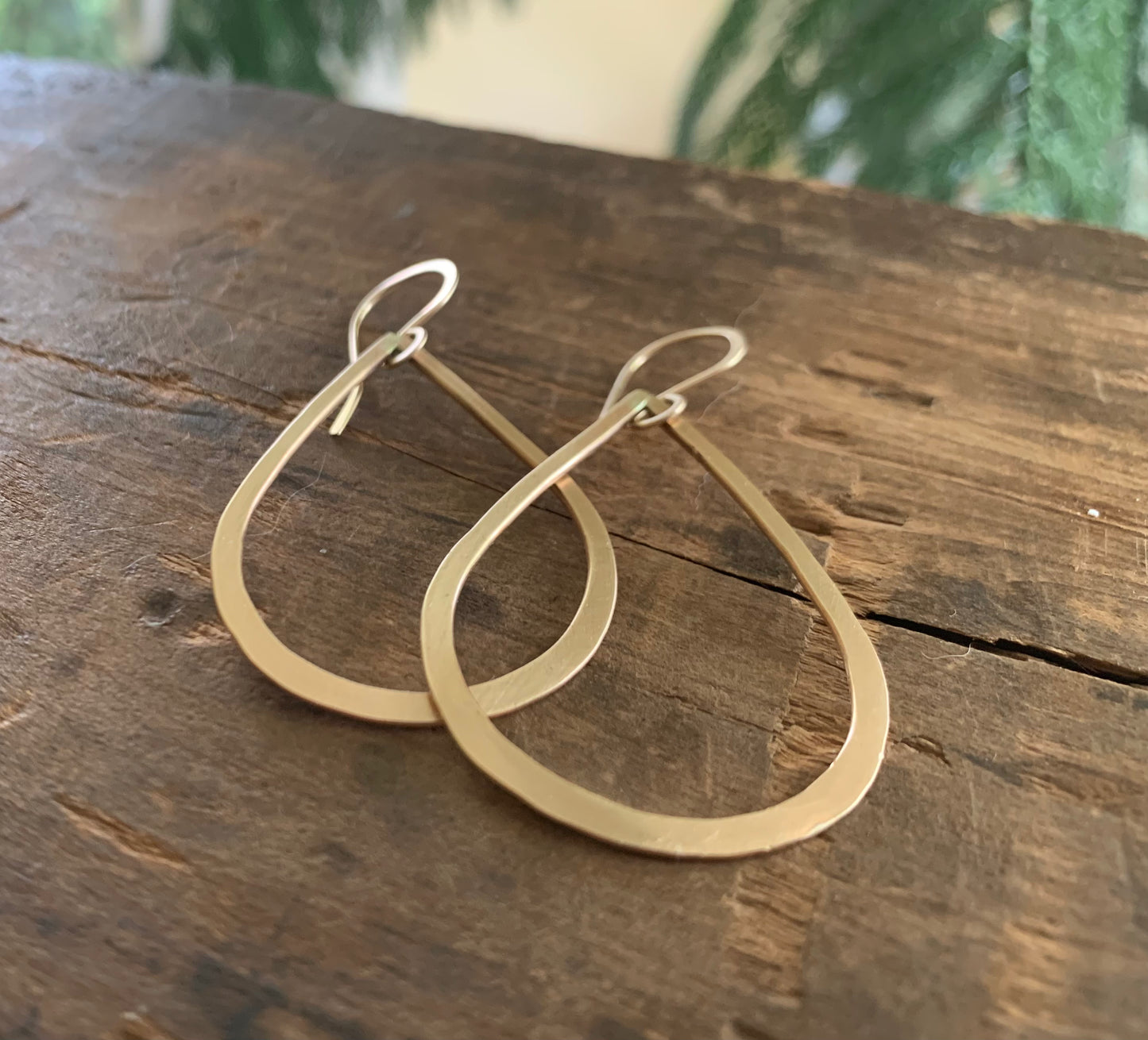 Satin Tears - Handmade. Brushed Matte Goldfill Tear Drop Earrings. Yellow or Rose Goldfill