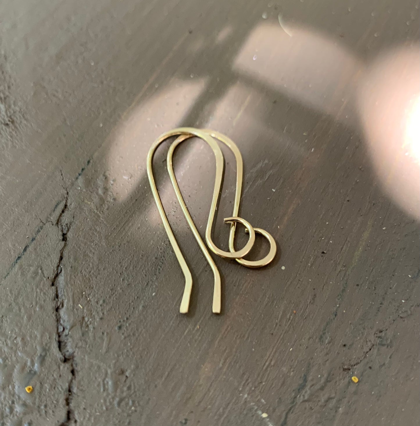 Large Loop Solitaire 14kt Goldfill Earwires - Handmade. Handforged