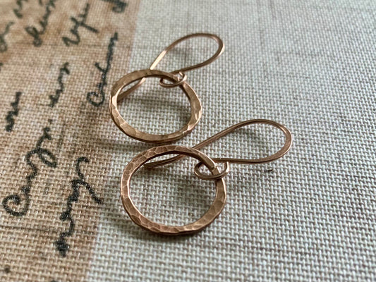 Mangly Lagom Earrings - Handmade. 14kt ROSE Goldfill dangle earrings. Choice of 3 sizes & 2 finishes.