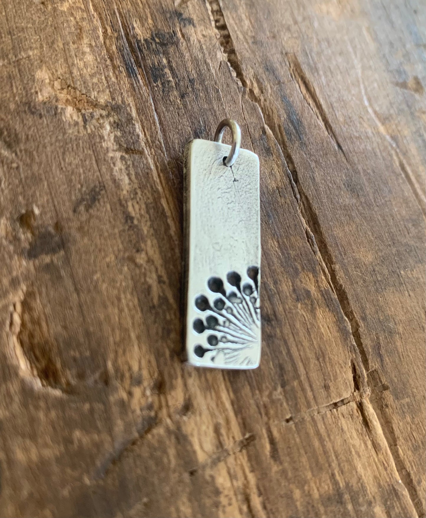 Wishful Pendant - Handmade. Oxidized fine and sterling silver.