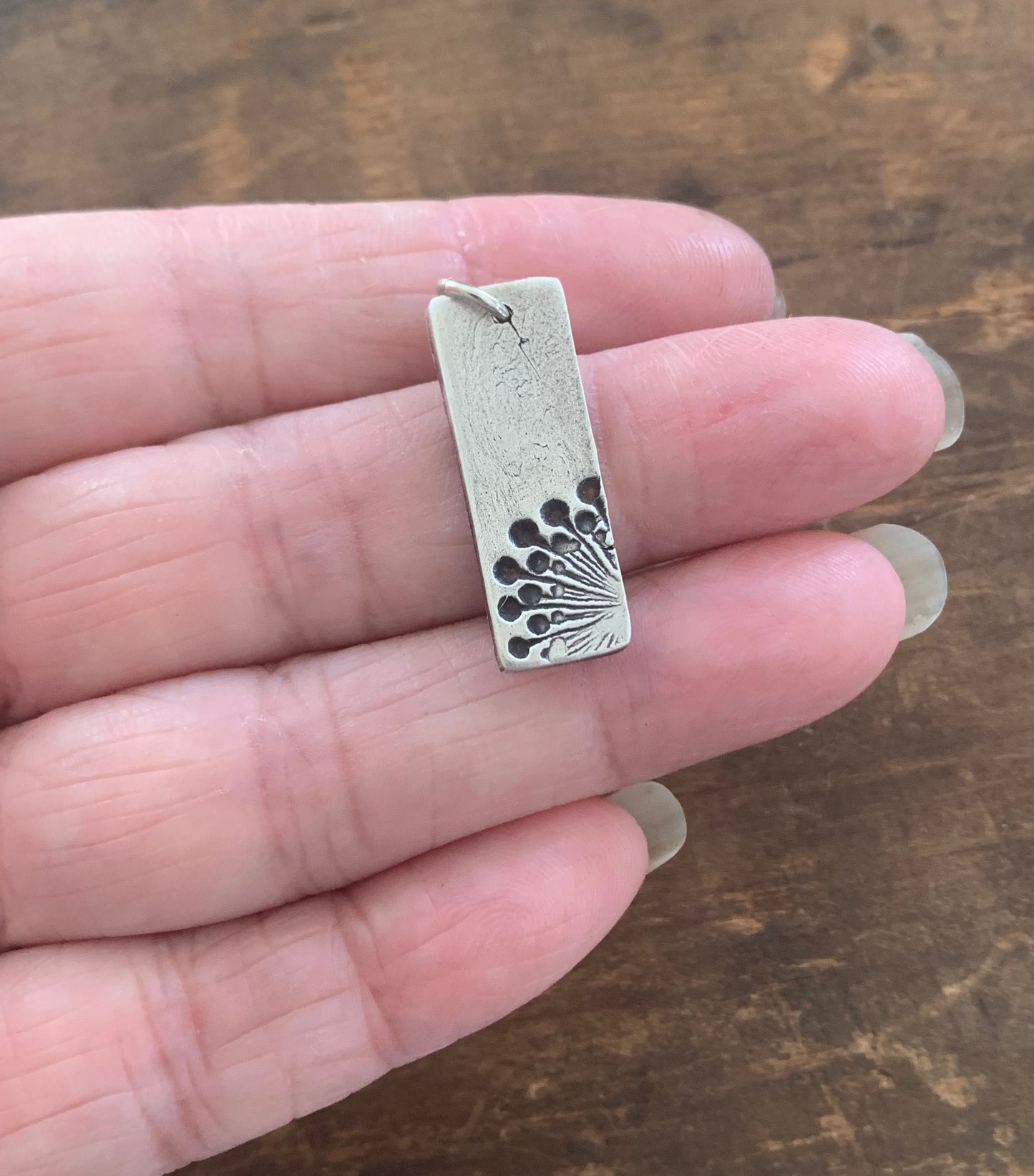 Wishful Pendant - Handmade. Oxidized fine and sterling silver.