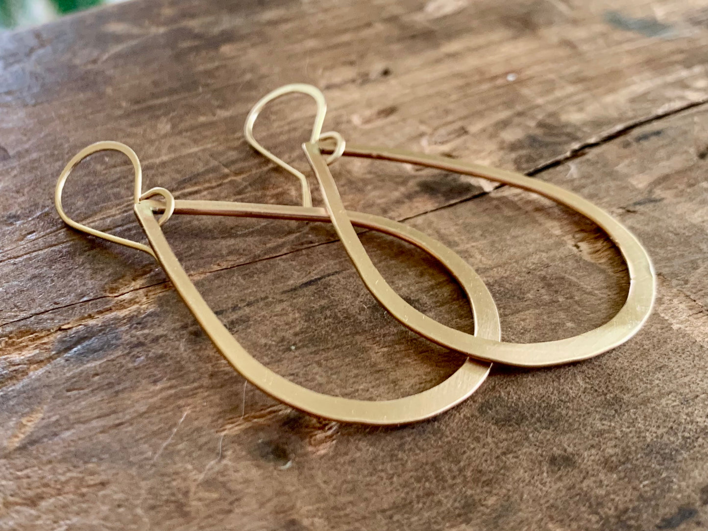 Satin Tears - Handmade. Brushed Matte Goldfill Tear Drop Earrings. Yellow or Rose Goldfill