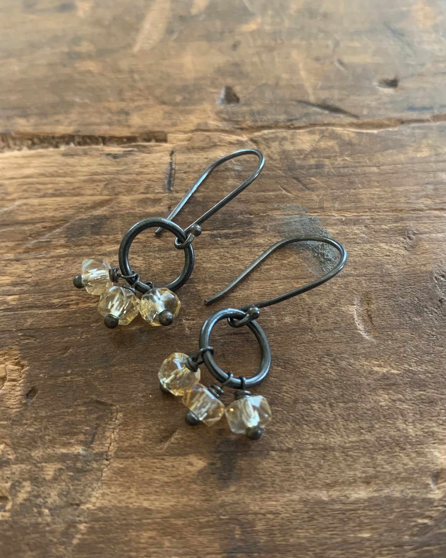 November Flurry Earrings - Handmade. Citrine. Sterling Silver Dangle Earrings