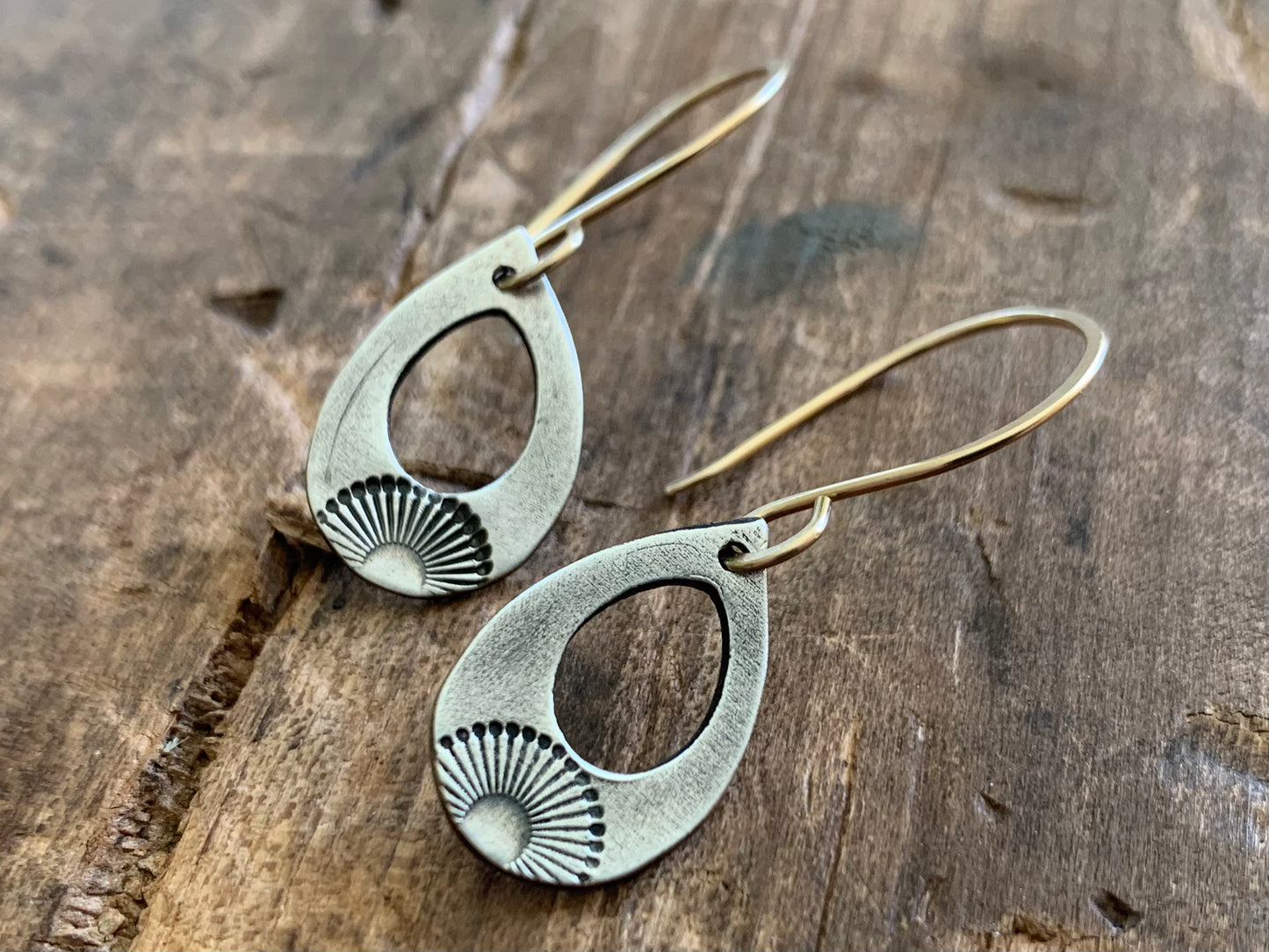 Daybreak Earrings - Handmade. Mixed Metal. 14kt Goldfill & Oxidized fine recycled silver