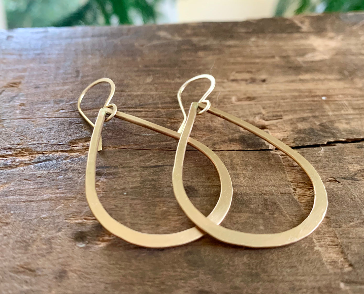 Satin Tears - Handmade. Brushed Matte Goldfill Tear Drop Earrings. Yellow or Rose Goldfill