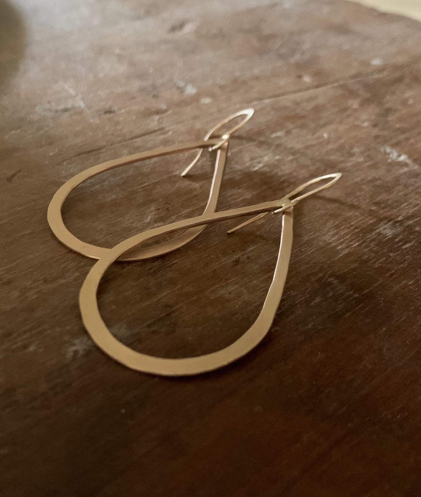 Satin Tears - Handmade. Brushed Matte Goldfill Tear Drop Earrings. Yellow or Rose Goldfill