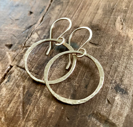 Mangly Lagom Earrings - Handmade. 14 kt YELLOW Goldfill dangle earrings. Choice of 3 sizes & 2 finishes.