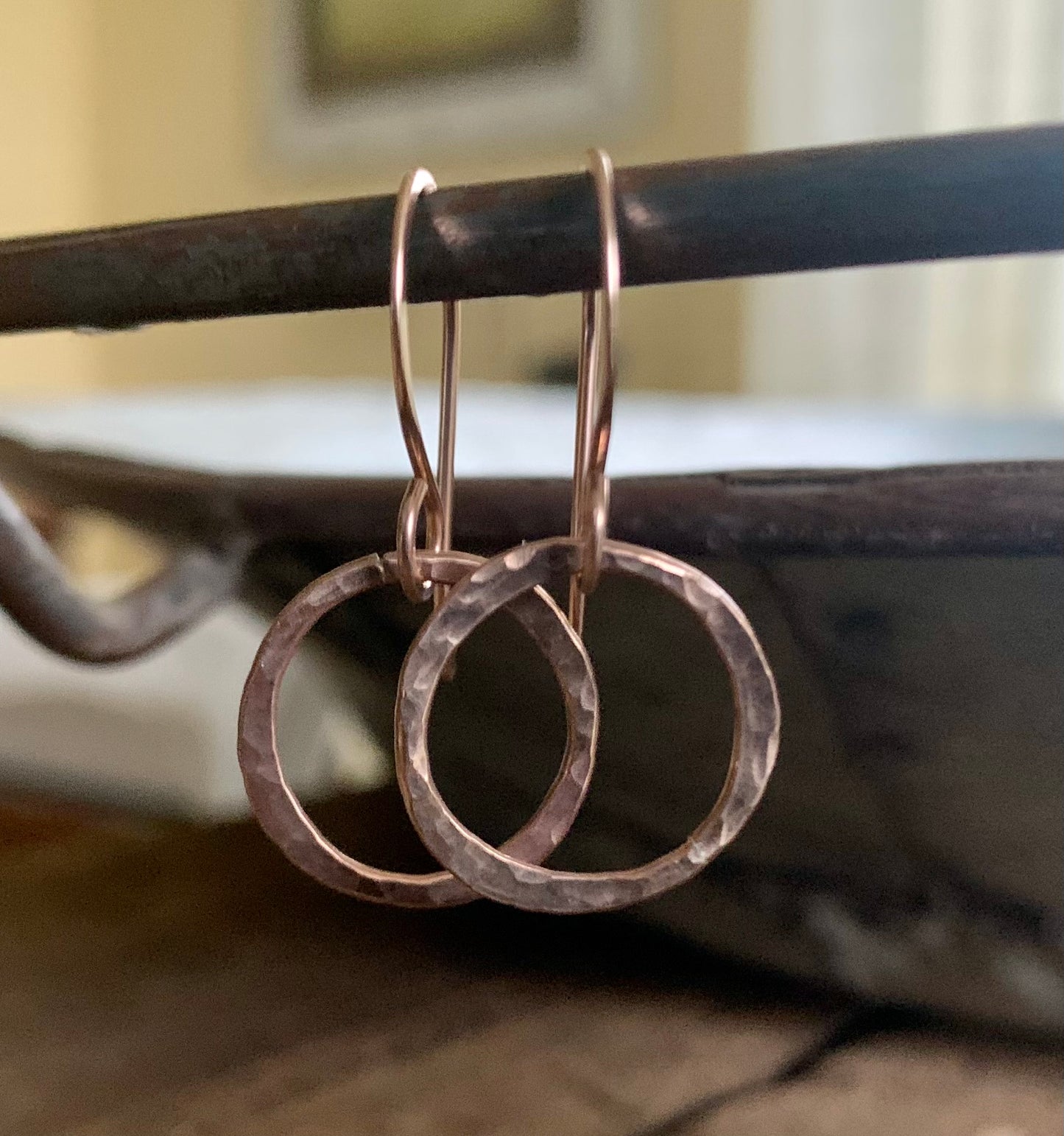 Mangly Lagom Earrings - Handmade. 14kt ROSE Goldfill dangle earrings. Choice of 3 sizes & 2 finishes.