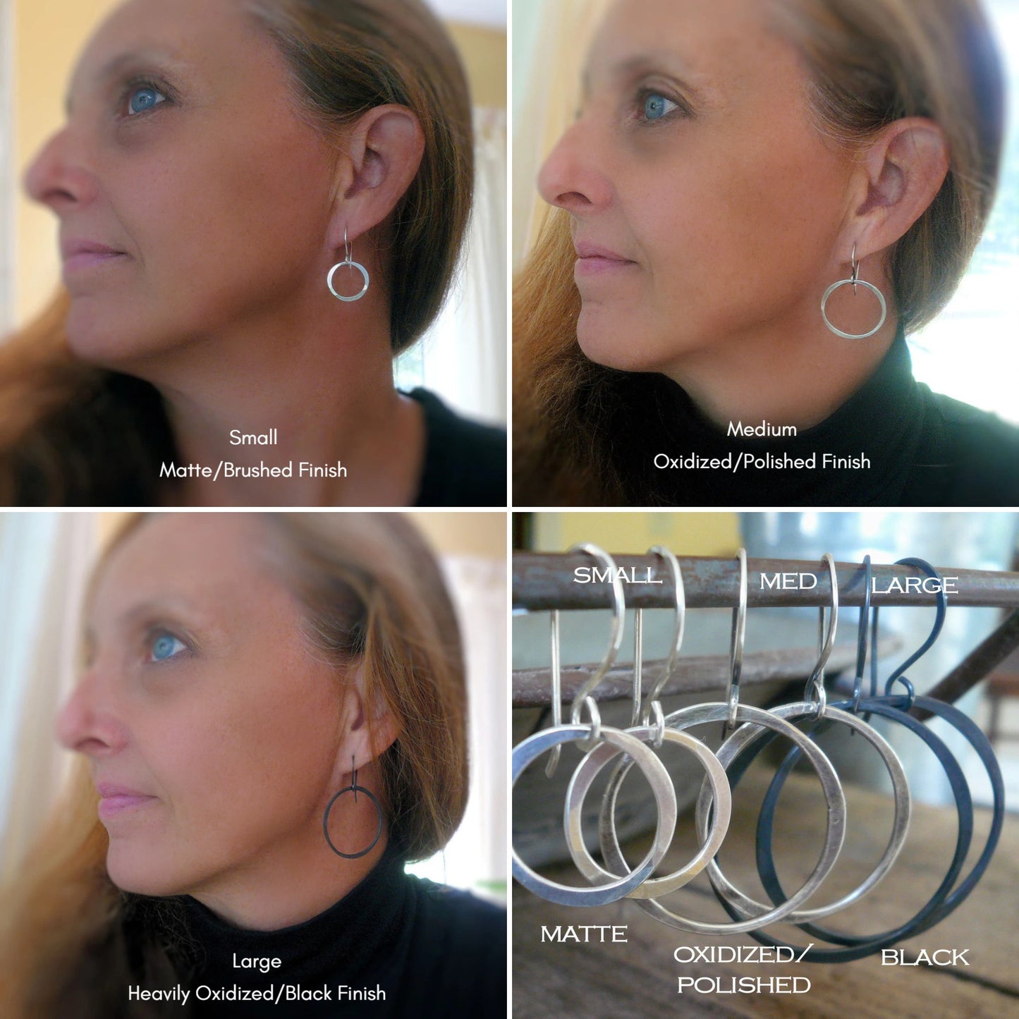 Mangly Lagom Earrings - Handmade. 14 kt YELLOW Goldfill dangle earrings. Choice of 3 sizes & 2 finishes.