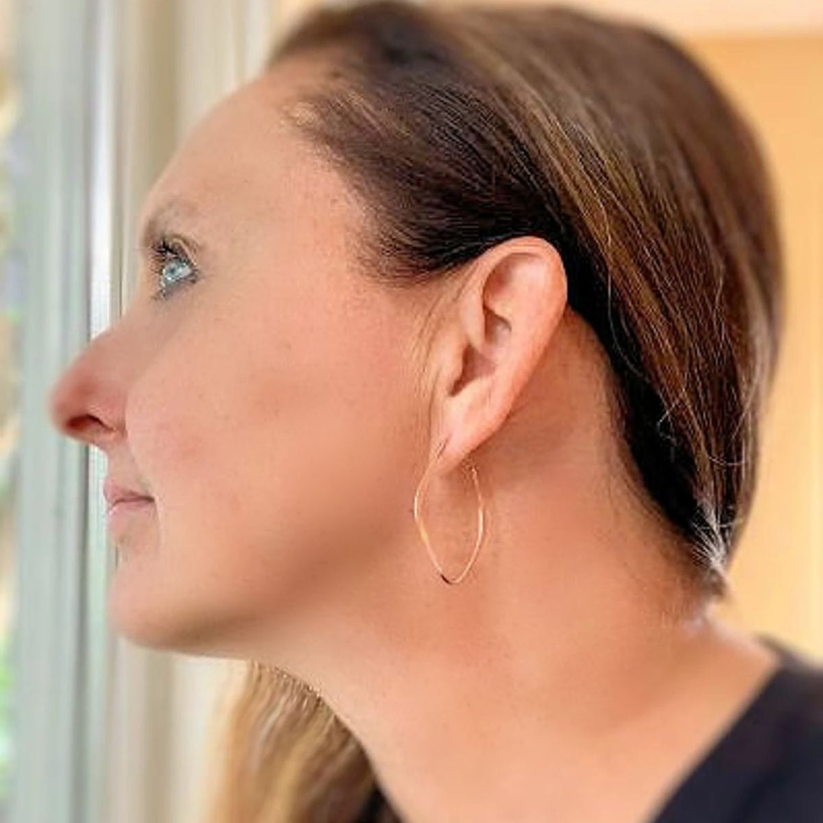 Lotus Hoops - Thick Gauge Copper & Sterling Silver Post Hoops. Handmade. Hammered. Light Weight Hoops