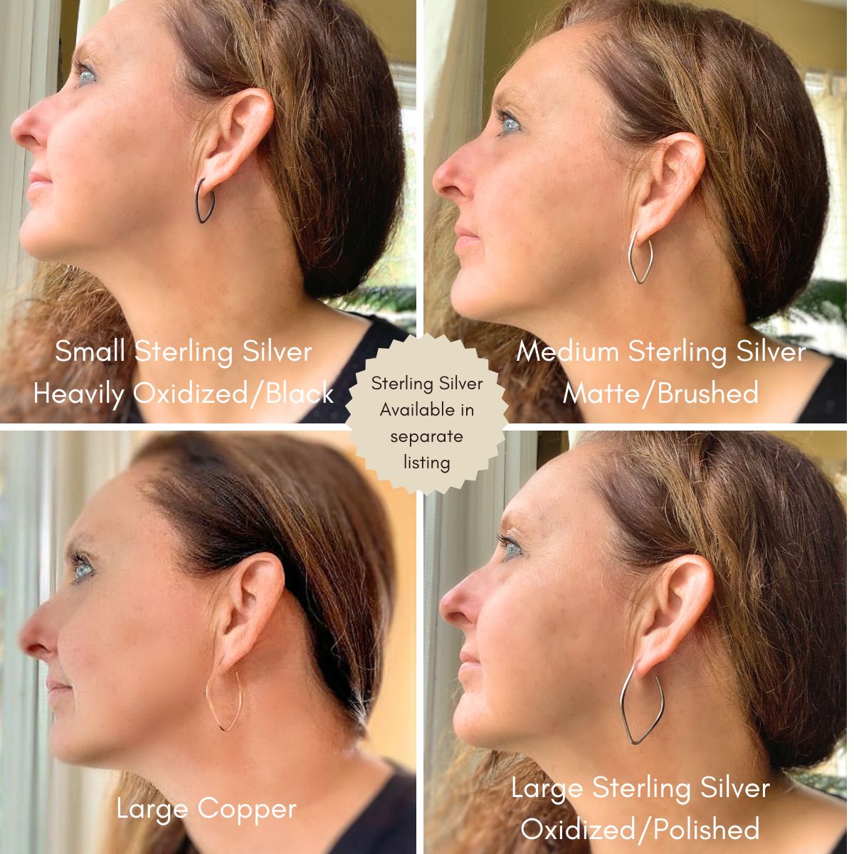 Lotus Hoops - Thick Gauge Copper & Sterling Silver Post Hoops. Handmade. Hammered. Light Weight Hoops