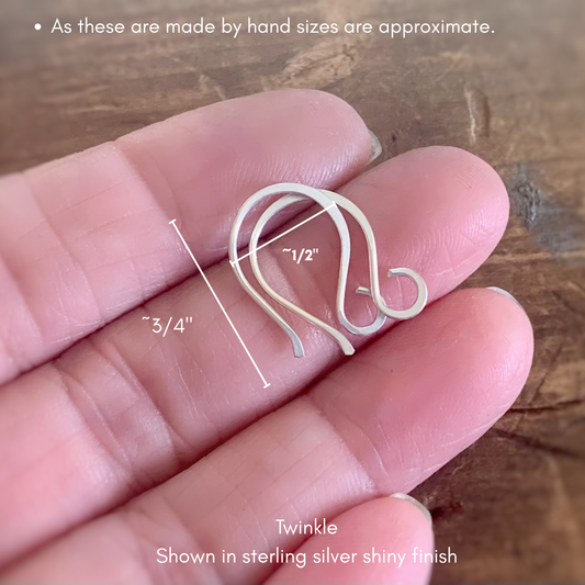 8 PAIR Variety Pack Sterling Silver Earwires - Handmade. Handforged. Heavily Oxidized Finish