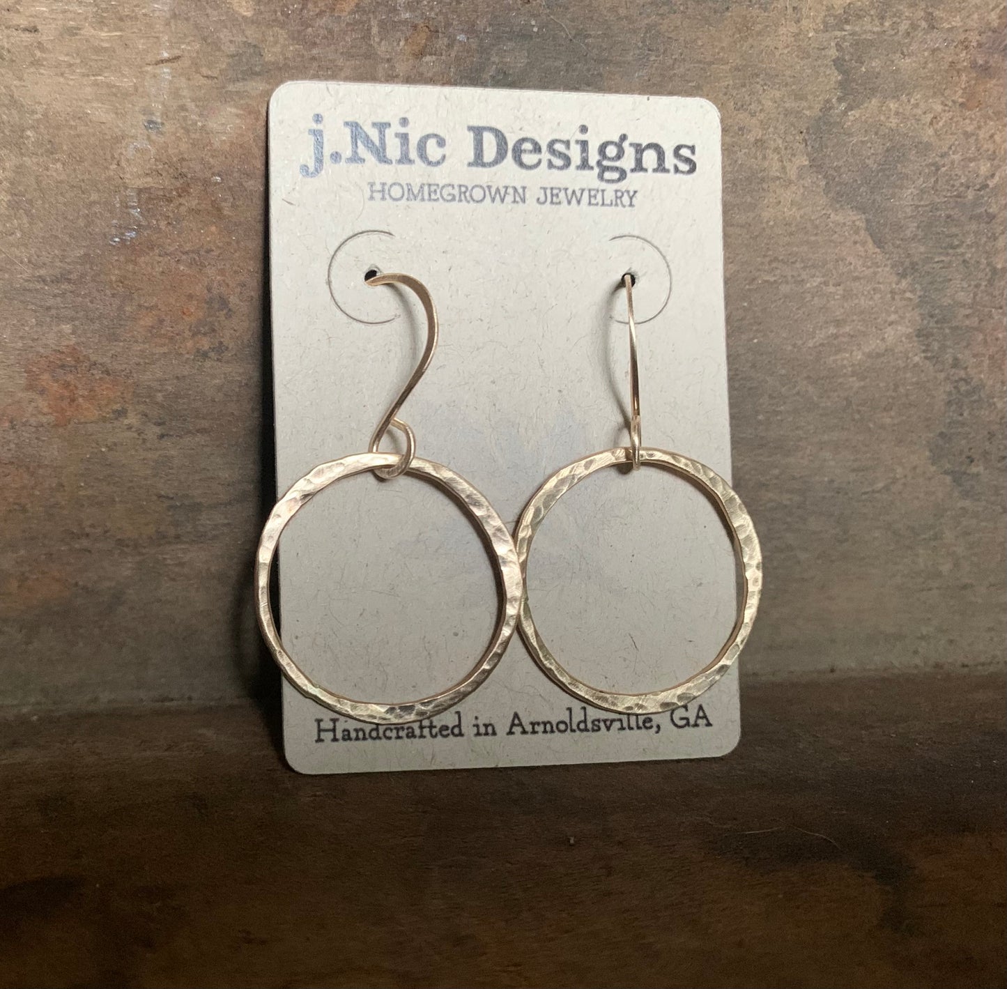 Mangly Lagom Earrings - Handmade. 14 kt YELLOW Goldfill dangle earrings. Choice of 3 sizes & 2 finishes.