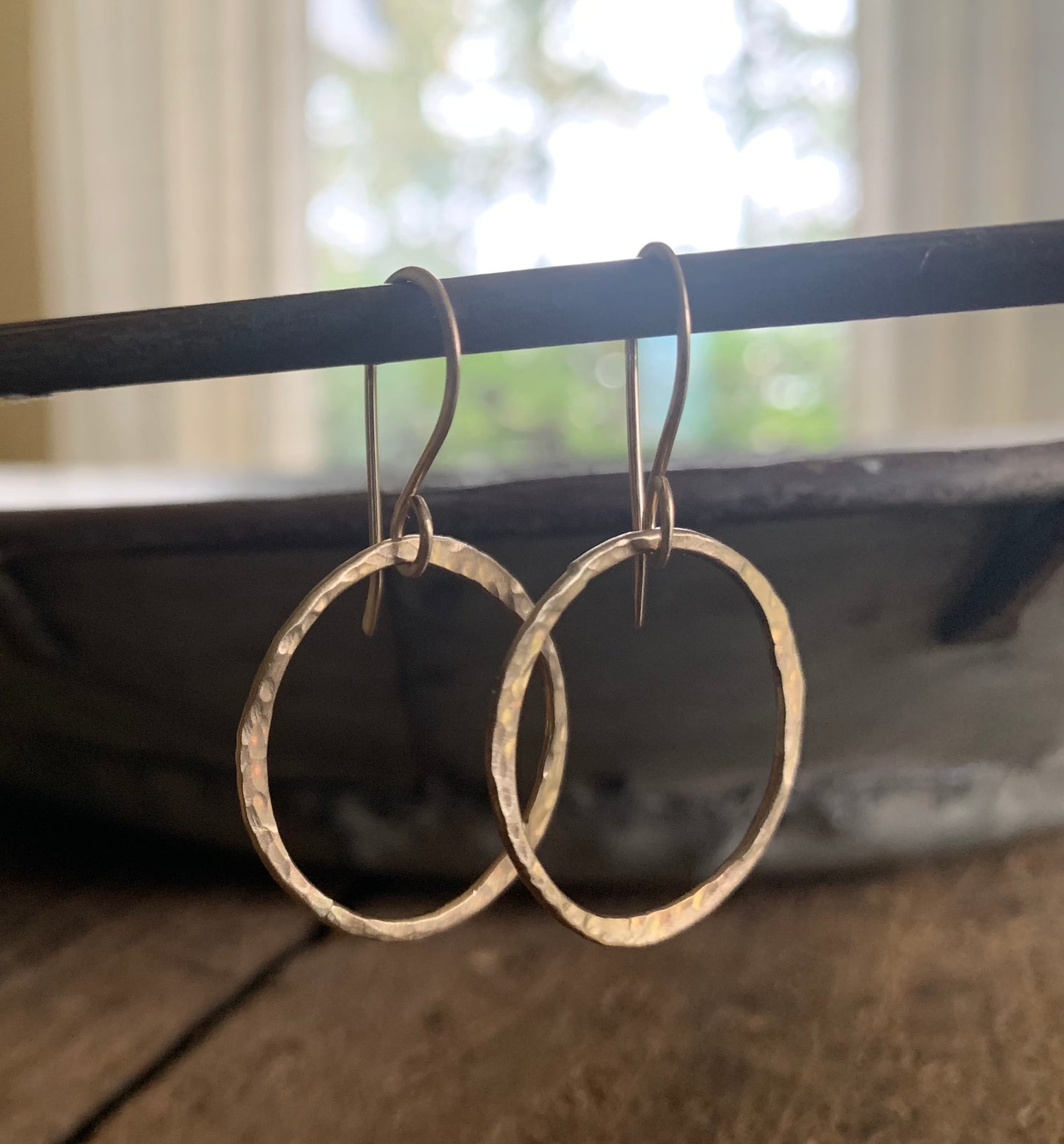 Mangly Lagom Earrings - Handmade. 14 kt YELLOW Goldfill dangle earrings. Choice of 3 sizes & 2 finishes.