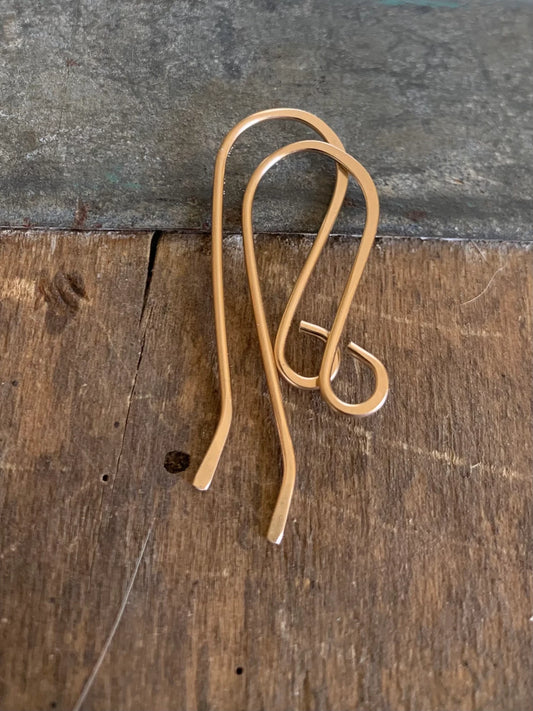 Heavy 18 gauge Solitaire 14kt Goldfill Earwires - Handmade. Handforged