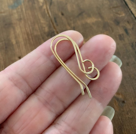 Large Loop Solitaire 14kt Goldfill Earwires - Handmade. Handforged