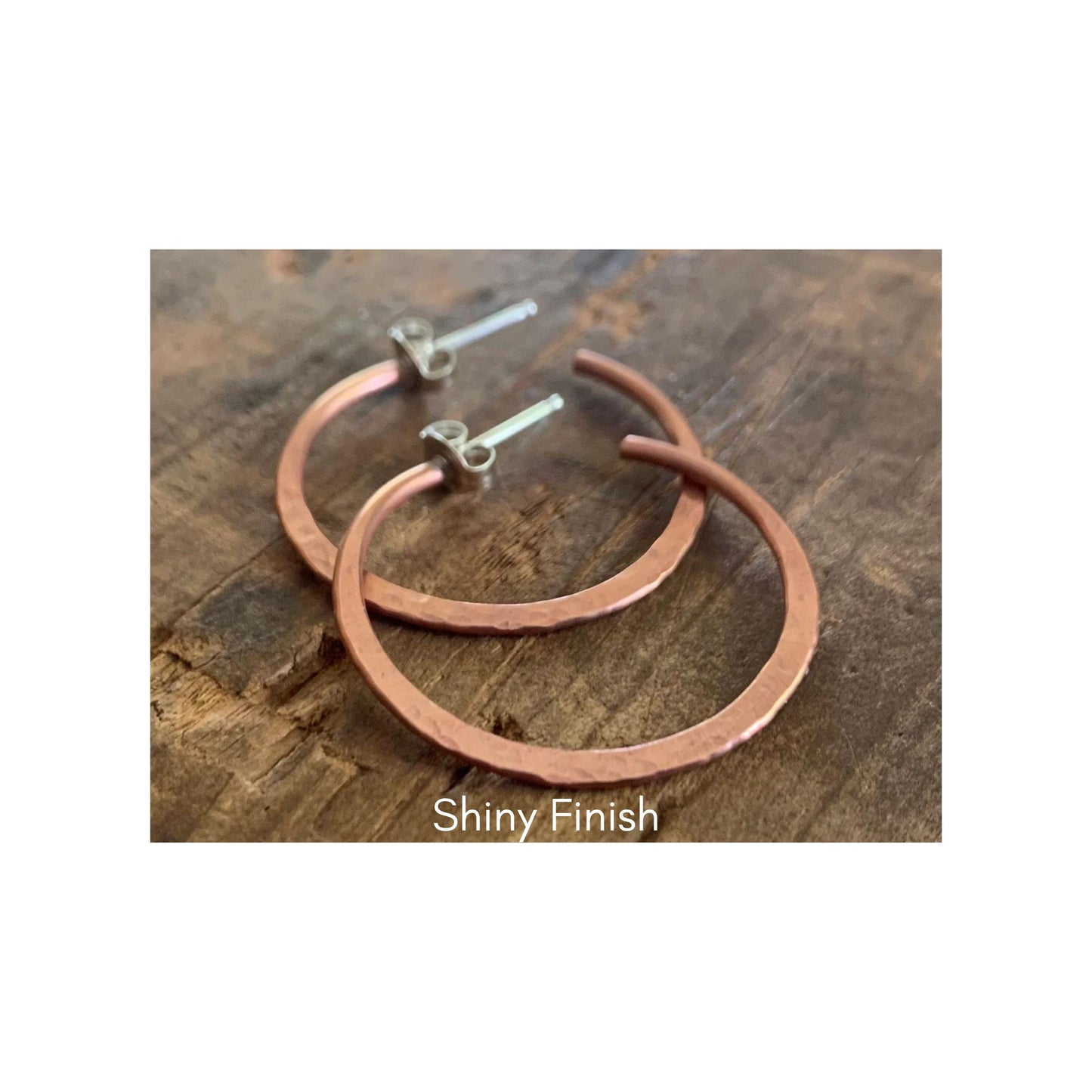 NEW Copper Mangly Hoops with Post - Thick Gauge Copper & Sterling Silver Post Hoops. Handmade. Hammered. Light Weight Hoops