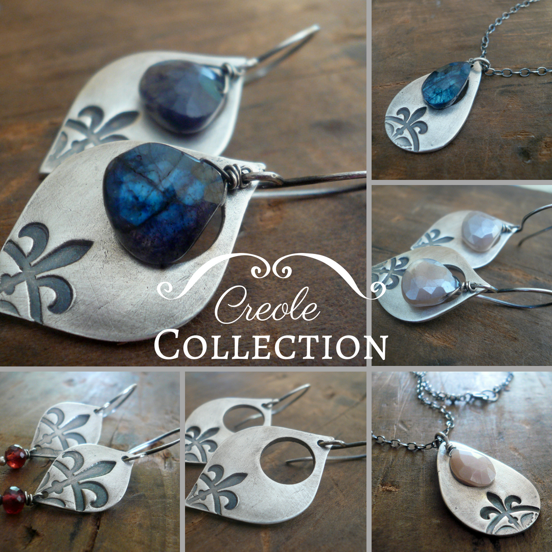 Creole Collection Necklace - Handmade. Blue Labradorite/Spectrolite. Oxidized Fine and Sterling Silver