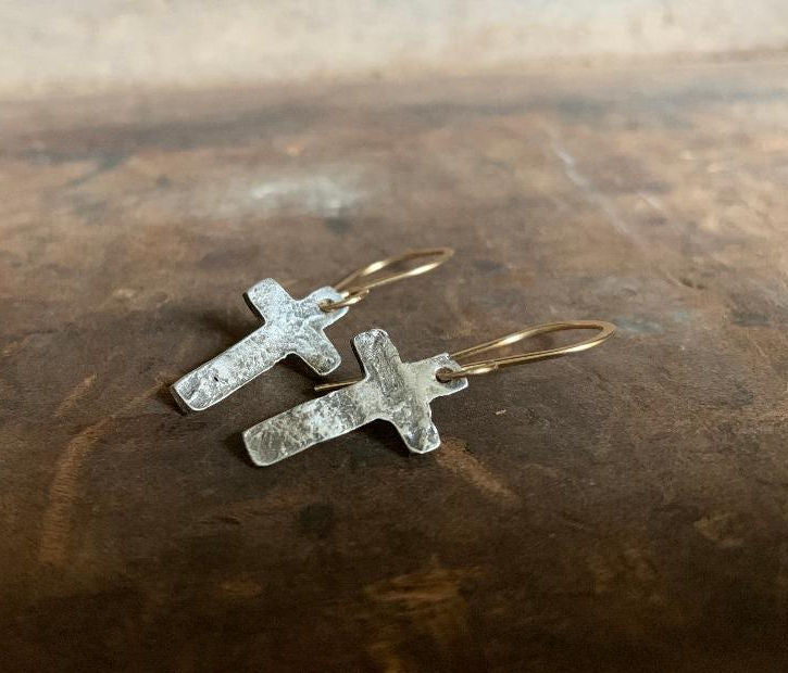 Large silver cross on sale earrings