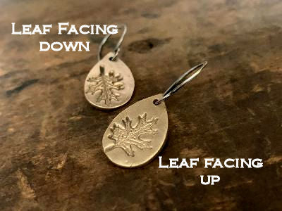 Fall Earrings - Handmade. Bronze and Oxidized sterling silver dangle earrings. Mixed Metal