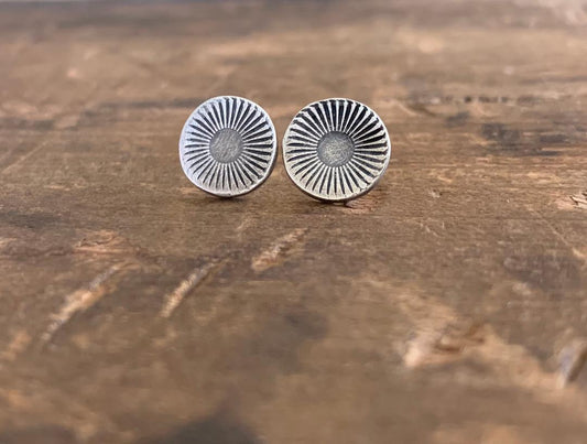 Glisten Post Earrings - Handmade. Oxidized Fine Silver Earrings
