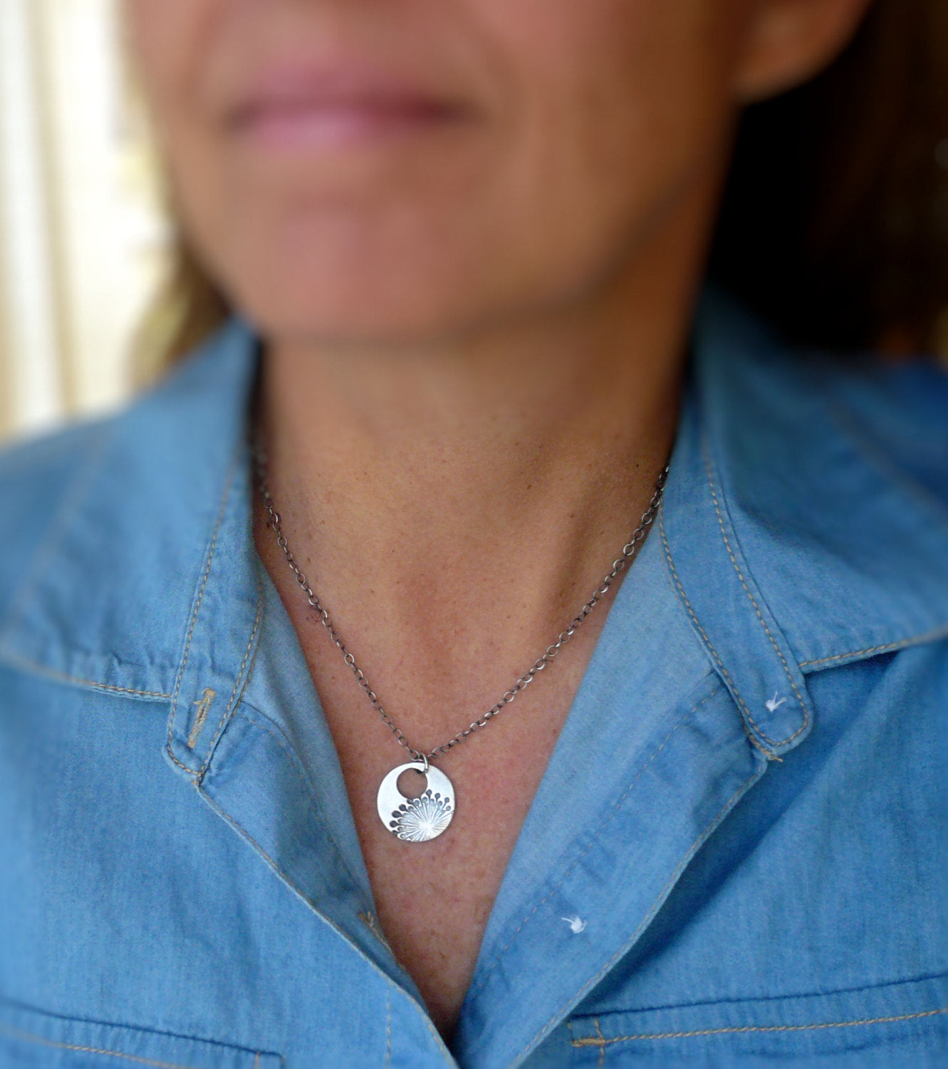 Wishful Necklace - Handmade. Oxidized Fine and Sterling Silver