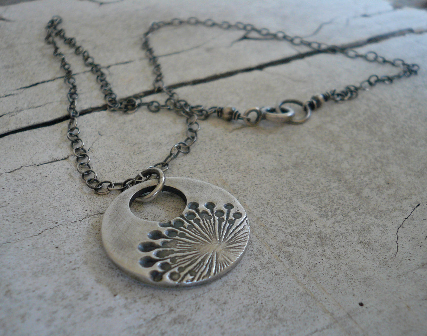 Wishful Necklace - Handmade. Oxidized Fine and Sterling Silver