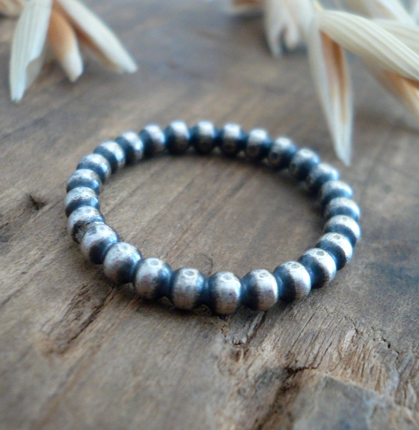 Olio Ring - Sterling Silver Beaded Stacking Ring. Hand made by jNic Designs