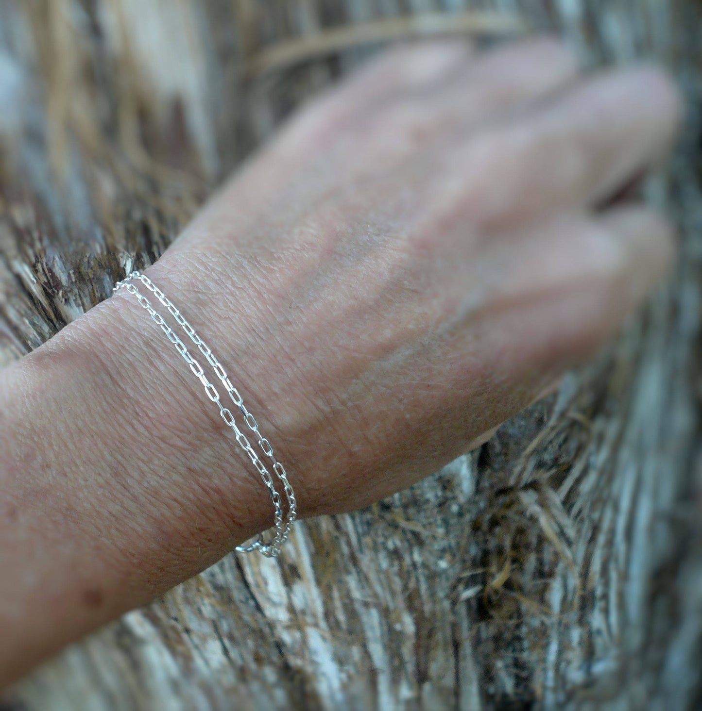 Bracelet Design Your Own Series - 2 strand Sterling Silver Elongated Chain. Choice of shiny or oxidized finishes