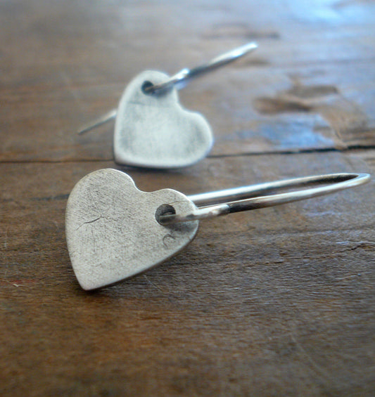 Amore Earrings - Handmade. Oxidized Fine and sterling silver dangle earrings