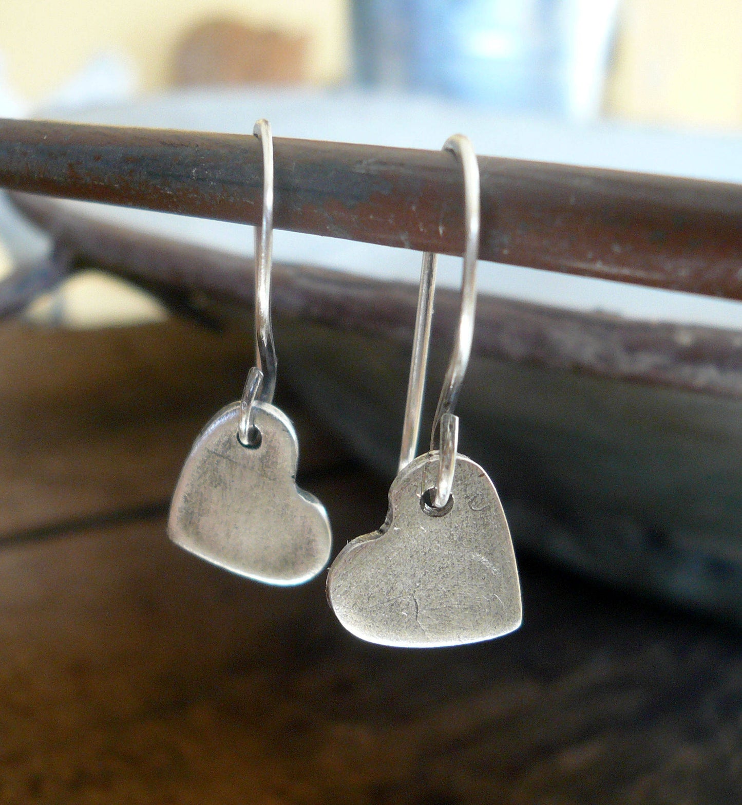 Amore Earrings - Handmade. Oxidized Fine and sterling silver dangle earrings