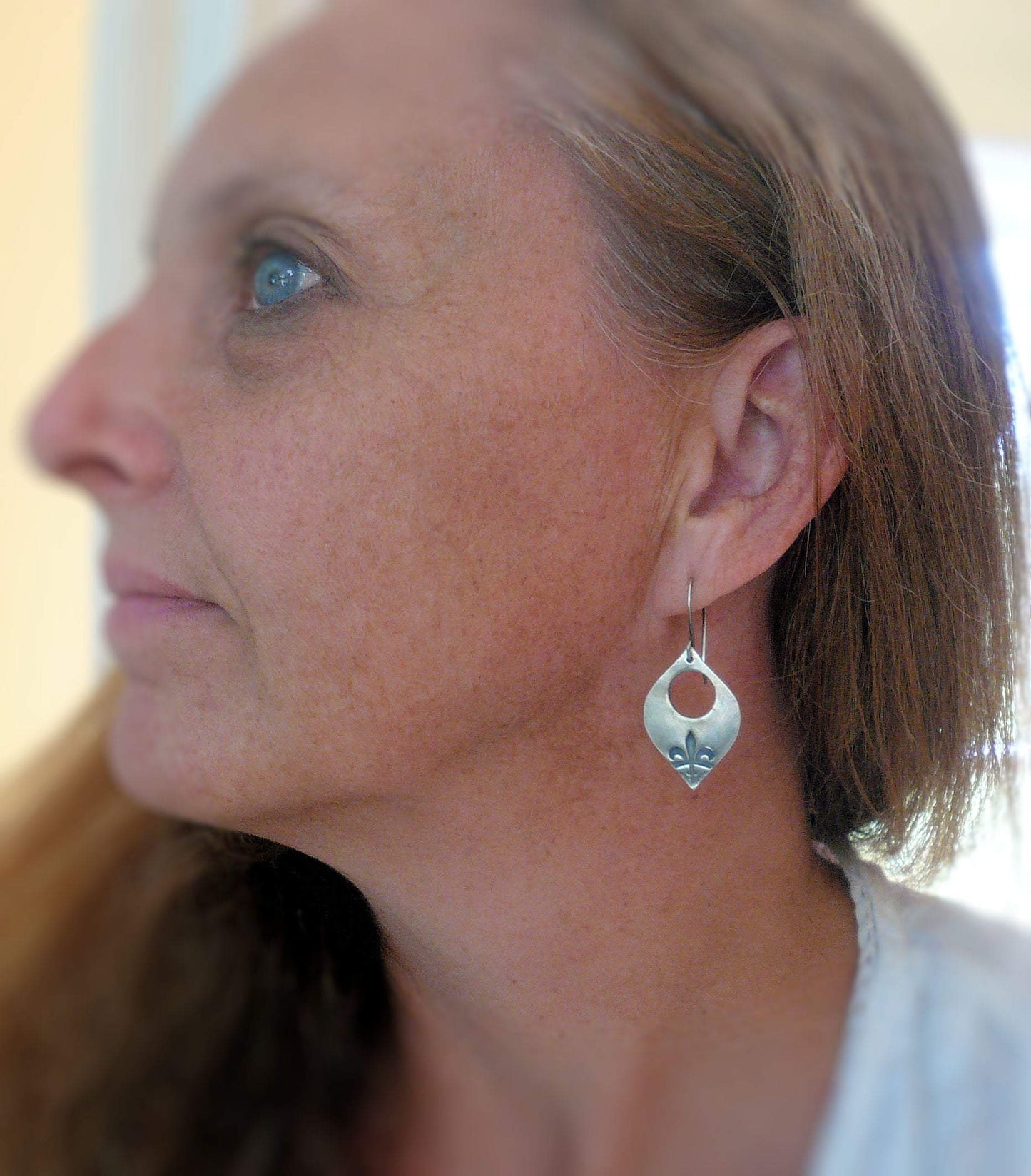 Creole Collection Earrings- Oxidized Sterling and Fine Silver Dangle Earrings. Handmade.