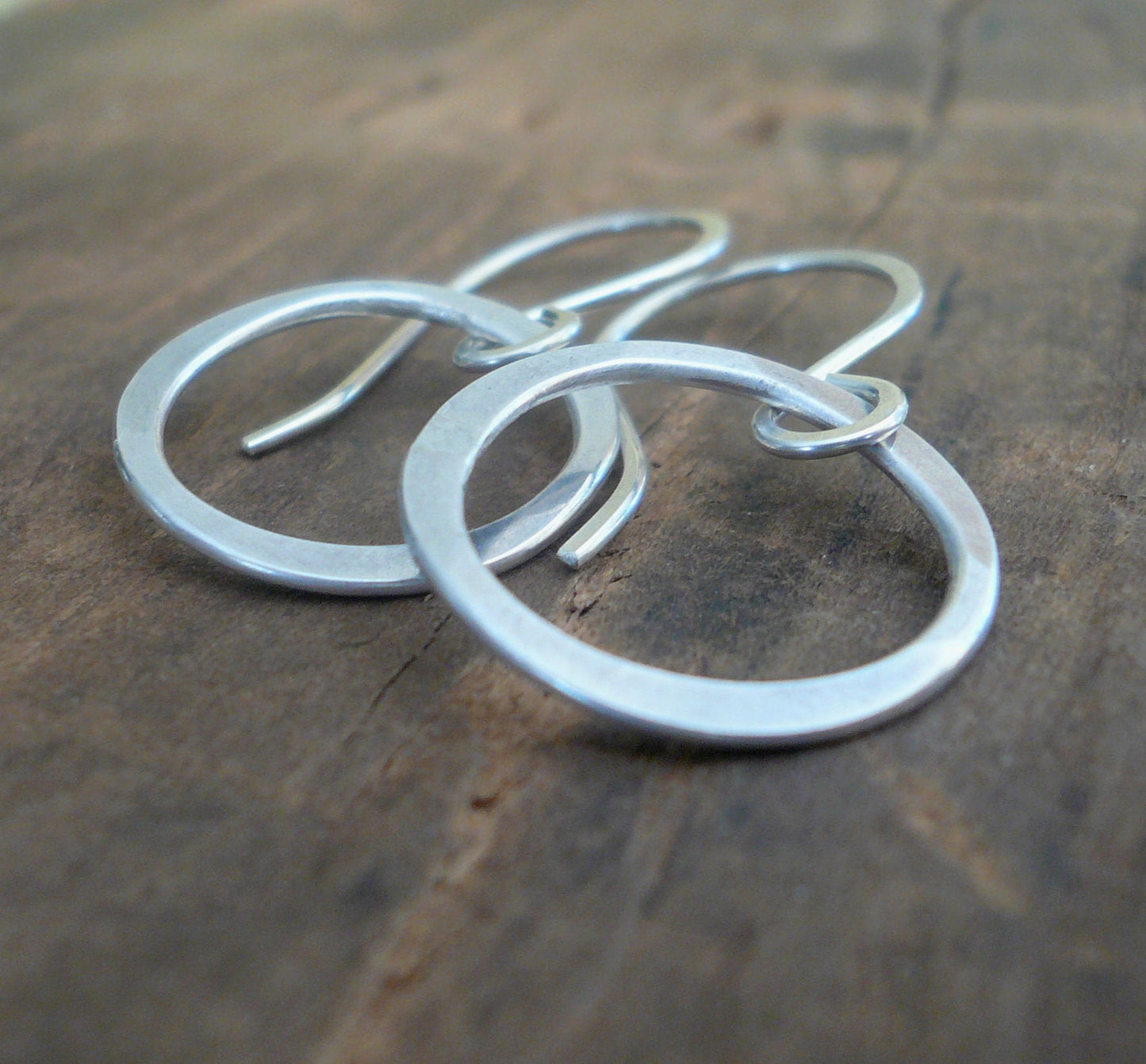 Lagom Earrings Small - Handmade. Matte/Brushed sterling silver dangle earrings