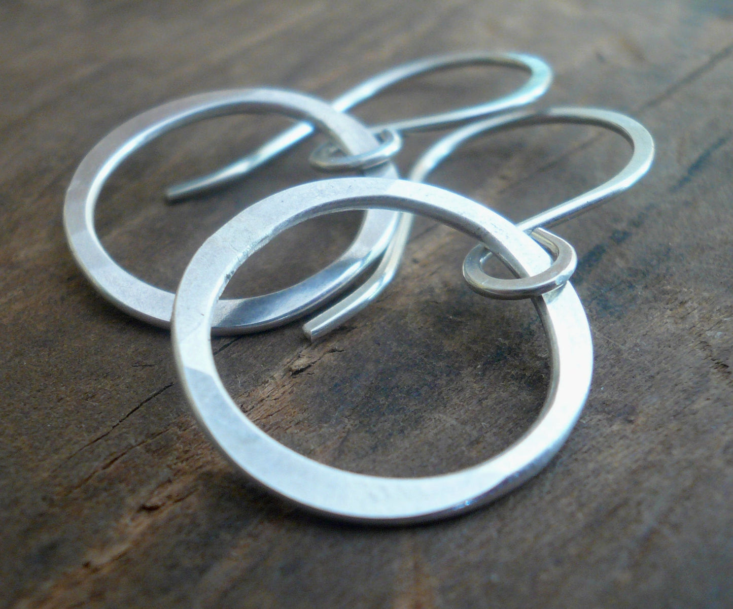 Lagom Earrings Small - Handmade. Matte/Brushed sterling silver dangle earrings