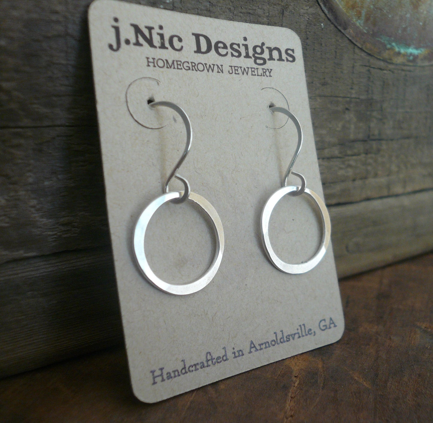 Lagom Earrings Small - Handmade. Matte/Brushed sterling silver dangle earrings