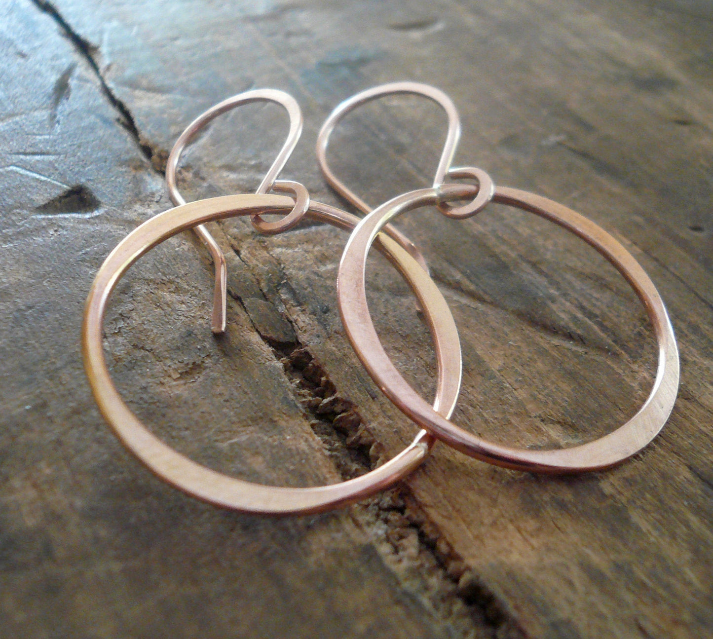 Lagom Earrings Medium in 14kt Rose or Yellow Goldfill- Handmade. Shiny or Matte/Satin Goldfill dangle earrings