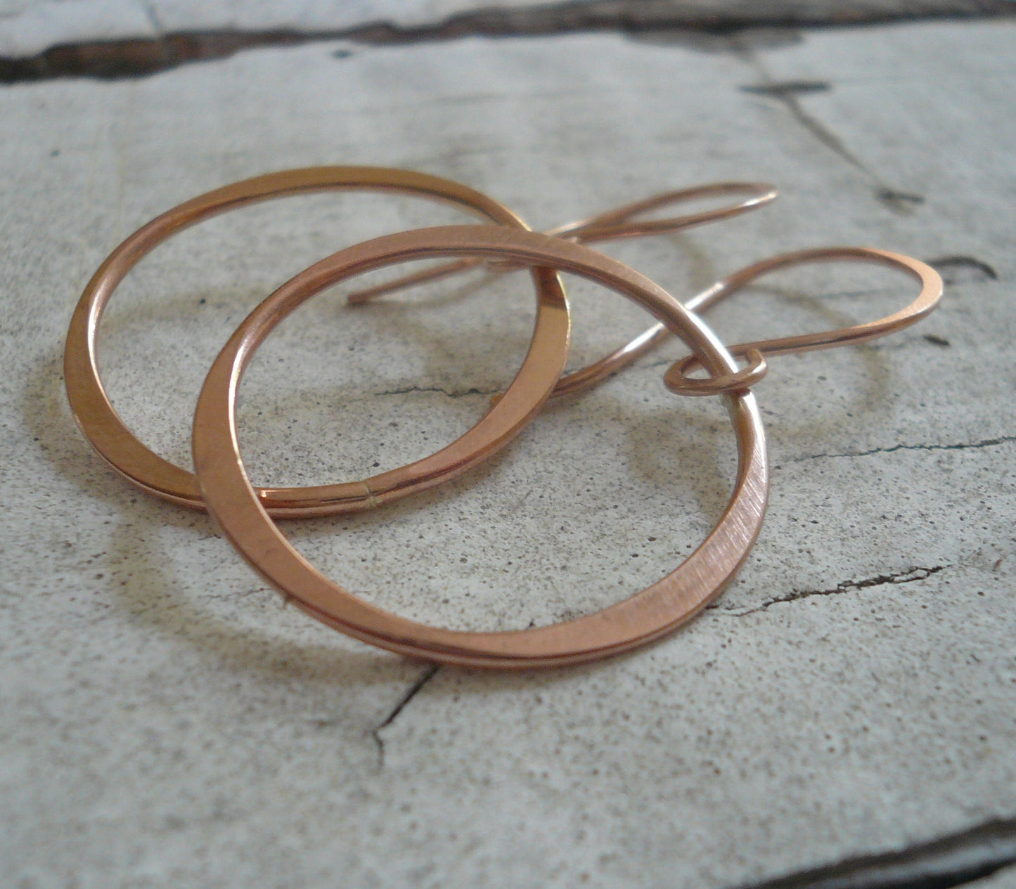 Lagom Earrings Medium in 14kt Rose or Yellow Goldfill- Handmade. Shiny or Matte/Satin Goldfill dangle earrings