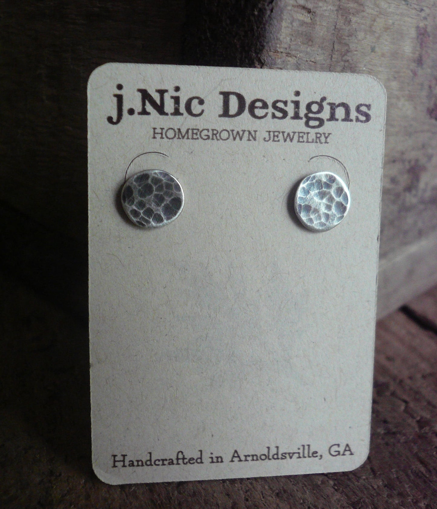 Tidepool Ripple Stud Earrings- Oxidized Sterling and Fine Silver Post Earrings. Hammered. Handmade.