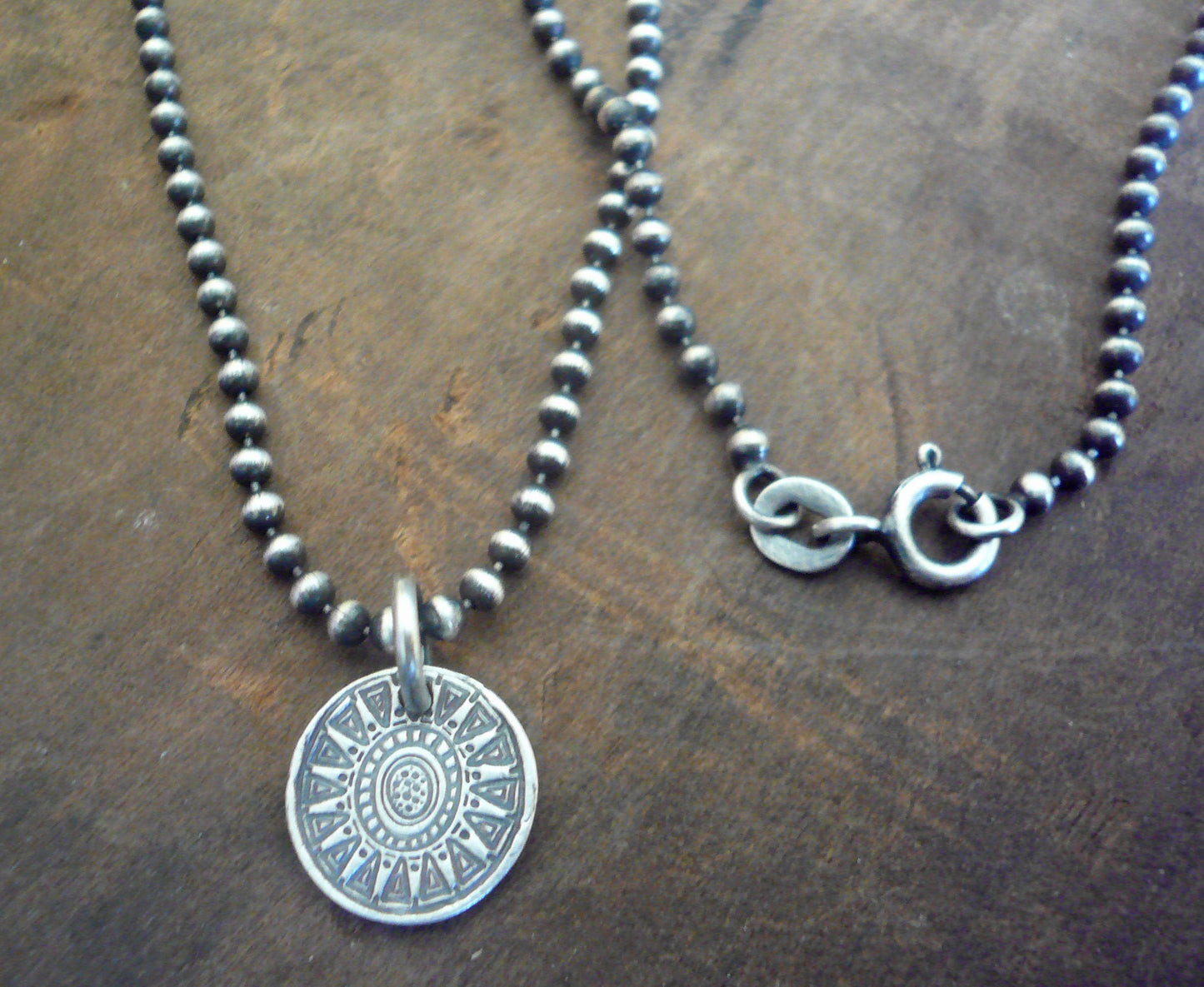 Medallion Small Style I Necklace - Oxidized fine and Sterling Silver. Handmade
