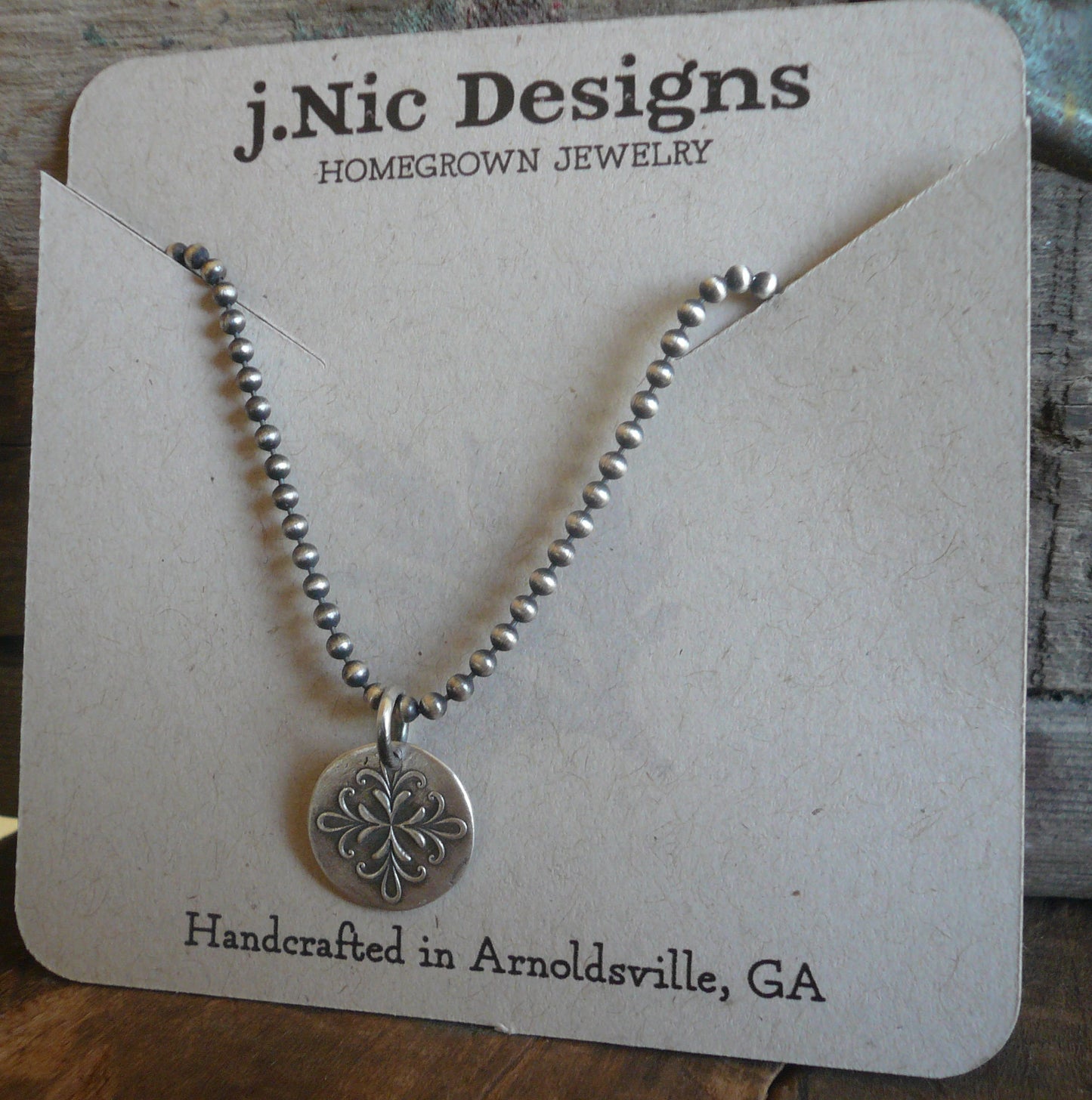Medallion Medium Style I Necklace - Oxidized fine and Sterling Silver. Handmade