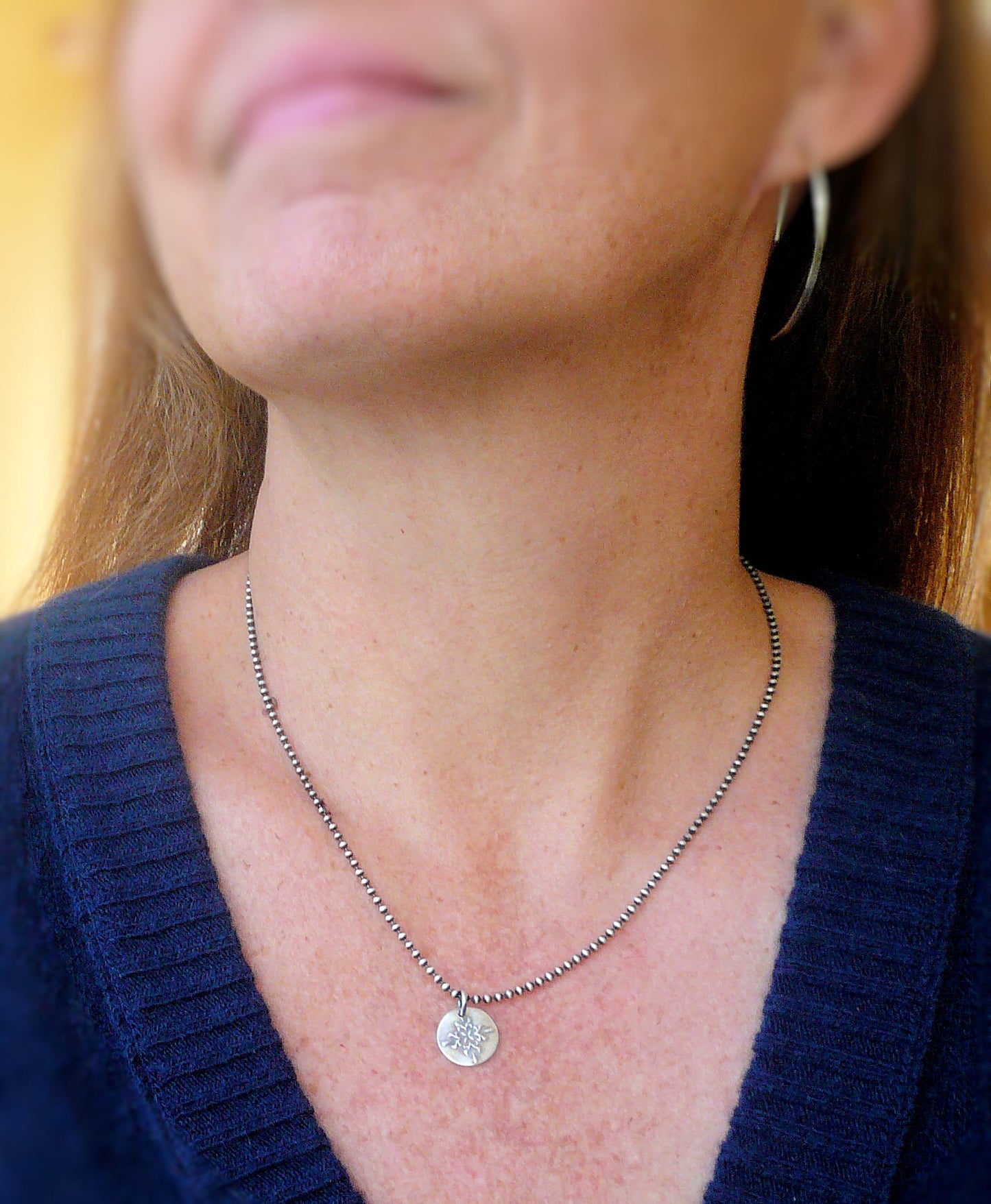 Medallion Medium Style I Necklace - Oxidized fine and Sterling Silver. Handmade