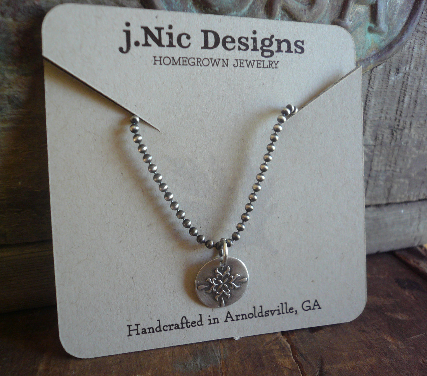 Medallion Medium Style II Necklace - Oxidized fine and Sterling Silver. Handmade