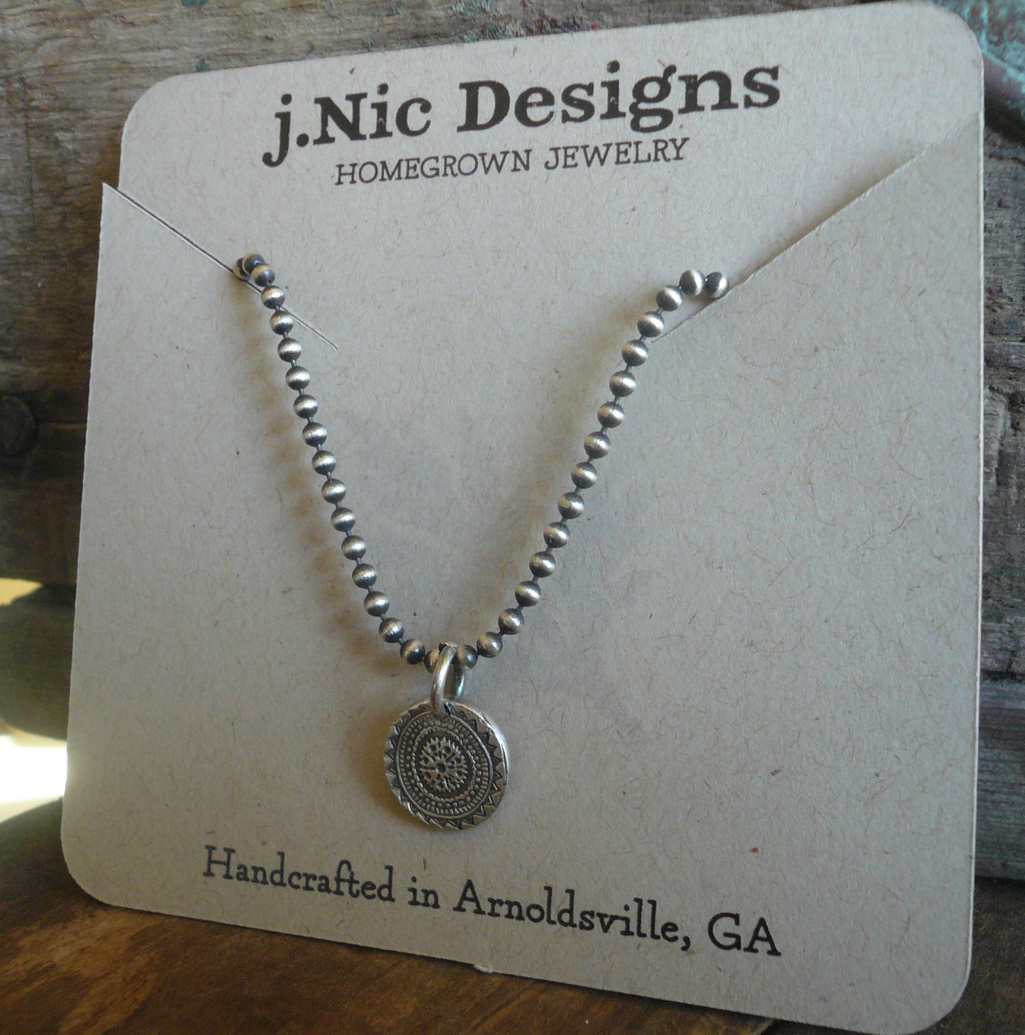 Medallion Small Style II Necklace - Oxidized fine and Sterling Silver. Handmade