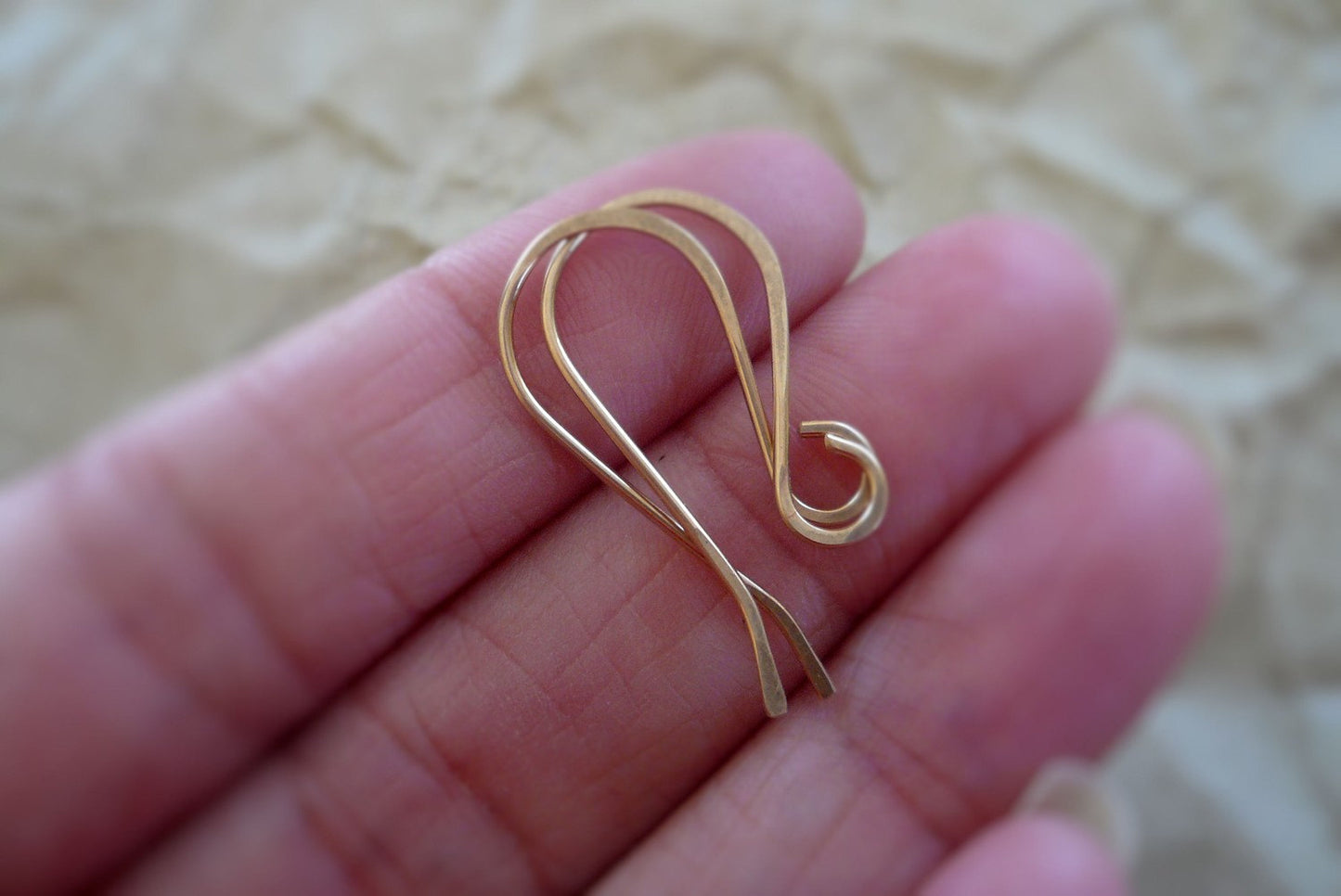 Solitaire 14kt Rose Goldfill Earwires - Handmade. Handforged